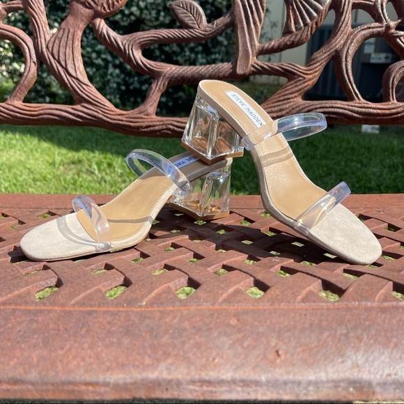 💋NWT Steve madden mott strappy clear block sandals - Picture 11 of 15